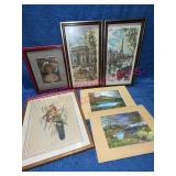 Lot Framed & Matted Art & Foil Prints