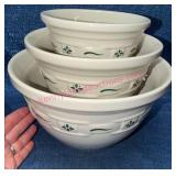 Longaberger Pottery Green Nesting Mixing Bowls