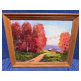 Elsie Gines Oil on Board Brown County Scene