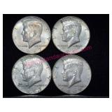 4 Kennedy 40% Silver 1967 Half Dollars