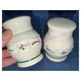 Longaberger Pottery Green Salt & Pepper Shakers