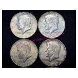 4 Kennedy 40% Silver 1967 Half Dollars