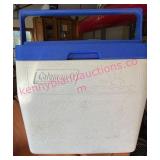 Coleman White & Blue Plastic Cooler w/Handle