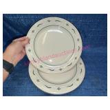 4 Longaberger Pottery Green 10in Dinner Plates
