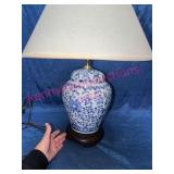 Blue & White Porcelain Table Lamp w/Shade