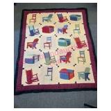 Handmade Quilt w/ Rocking Chair & Chest Motifs
