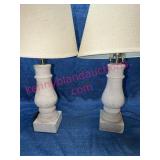 Pair Heavy Limestone Table Lamps w/ Shades