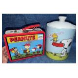 Peanuts Tin Lunch Box & Peanuts Cookie Jar