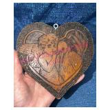 Wooden Flemish Art Co. Heart Angel & Stork Plaque