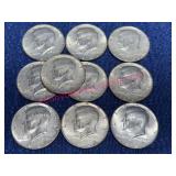 (10) 1968 Kennedy 40% Silver Half Dollars