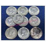 (10) 1968 Kennedy 40% Silver Half Dollars