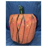 Lrg Hand-Painted Tree Stump Pumpkin Folk Art-Heavy