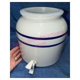 Ceramic Beverage Dispenser w/ Blue Stripes