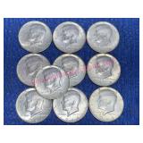 (10) 1968 Kennedy Half Dollars 40% Silver Coins