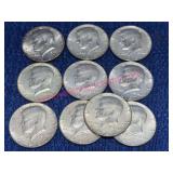 (10) 1967 Kennedy Half Dollar 40% Silver Coins