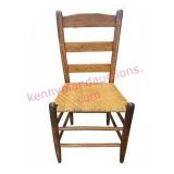 Antique Ladder Back Chair w/Woven Seat Oak Frame