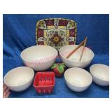 Pier 1 Sofia Ivory Bowls, Plate & Accessories Lot