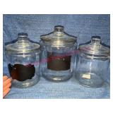 Anchor Hocking Glass Storage Jars w/Lids, 3 Pc