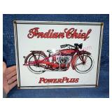 Enamel Indian Chief PowerPlus Motorcycle Sign