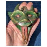 Green Cast Iron Horned Devil Wall Plaque