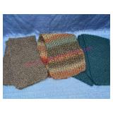3 Hand-Knit Scarves Gray, Multi, Teal Colors