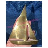 Brass Sailboat Figurine Paperweight