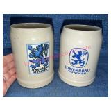 Lï¿½wenbrï¿½u Mï¿½nchen German Beer Steins, 0.5L Pair