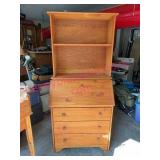 Wooden Secretary Desk w/ Hutch & 3 Drawers