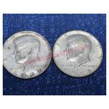 1967 & 1968 Kennedy 40% Silver Half Dollars (2)