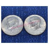 (2) Kennedy 40% Silver Half Dollars 1967 & 1968