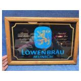 Lï¿½wenbrï¿½u Munich Framed Bar Mirror Sign
