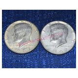 (2) 1967 Kennedy 40% Silver Half Dollars