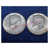 (2) 1967 Kennedy 40% Silver Half Dollars