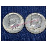 (2) Kennedy Silver 40% Half Dollars 1967 & 1968