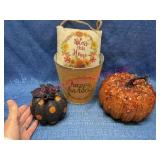 Fall Decor: Glitter Pumpkins & Harvest Bucket