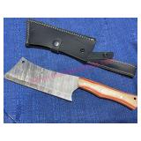 Damascus Steel Cleaver Knife w/ Sheath