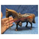 Bronze-Tone Cast Metal Horse Bank w/ Key