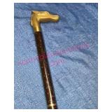 Brass Horse Head Cane w/Wood Shaft, Collapsible