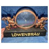 Lï¿½wenbrï¿½u Beer 1980s Electric Clock w/Lions