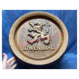 Lï¿½wenbrï¿½u Wall Plaque Barrel Sign Wood & Metal