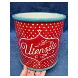 Pioneer Woman Polka Dot Stoneware Utensil Crock
