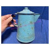 Blue Speckled Enamel Vtg Coffee Pot