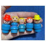 5 Fisher-Price Wooden Little People Blue Figures