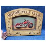 Motorcycle Club Wall Plaque w/ 3D Red Motorcycle