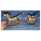 Brass Rocking Horse Figurine & Candle Holder