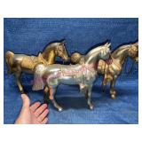 3 Hollow Pot Metal Decorated Horse Statues