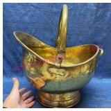Hand Made Solid Brass Coal Scuttle w/ Handle