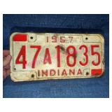 1967 Indiana License Plate 47A1835