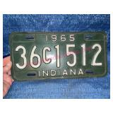 1965 Indiana License Plate 36C1512