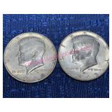 2 Kennedy 1968 40% Silver Half Dollars